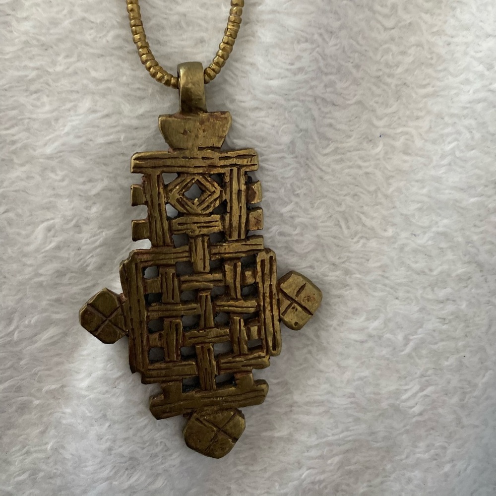 Ethiopian Brass Coptic Cross Pendant.